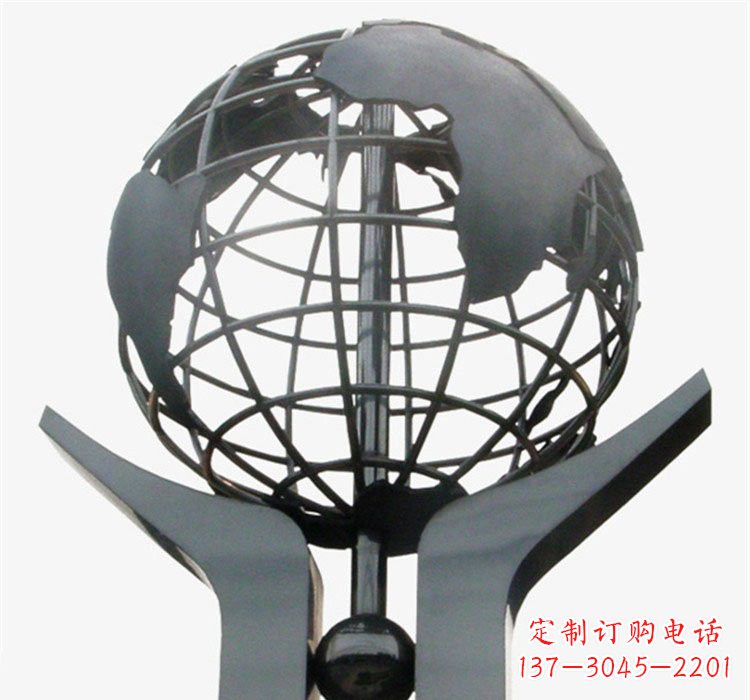 绵阳象征地球一体的不锈钢校园手托地球雕塑