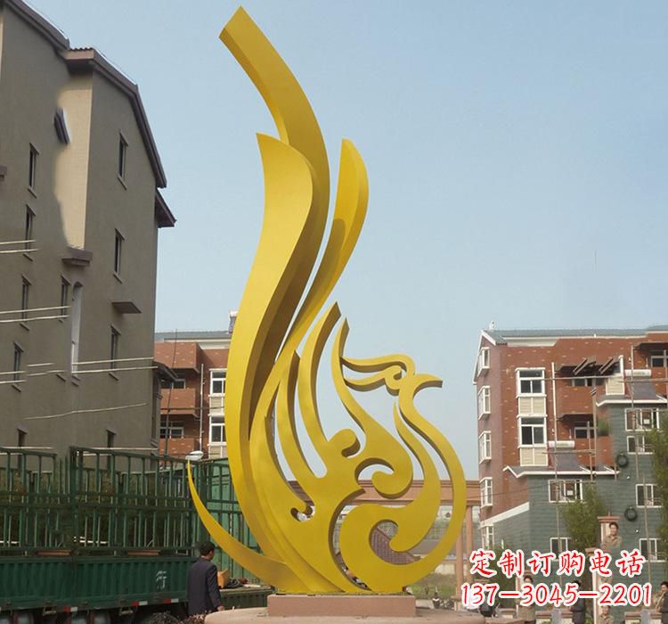 绵阳静谧的凤凰不锈钢园林雕塑