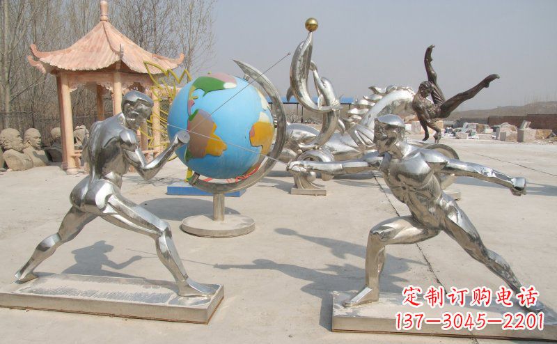 绵阳勇敢者的身影——不锈钢运动员击剑雕塑