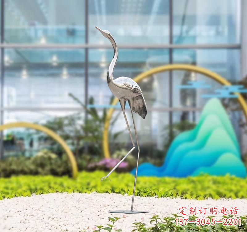 绵阳不锈钢展翅仙鹤雕塑