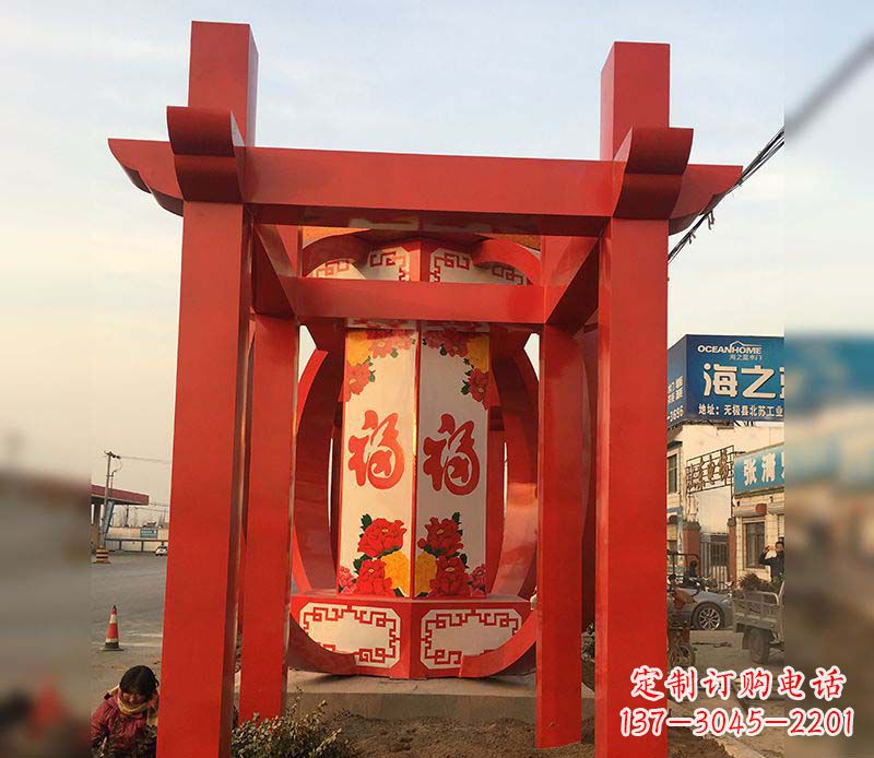 绵阳不锈钢灯笼雕塑——点亮中国梦