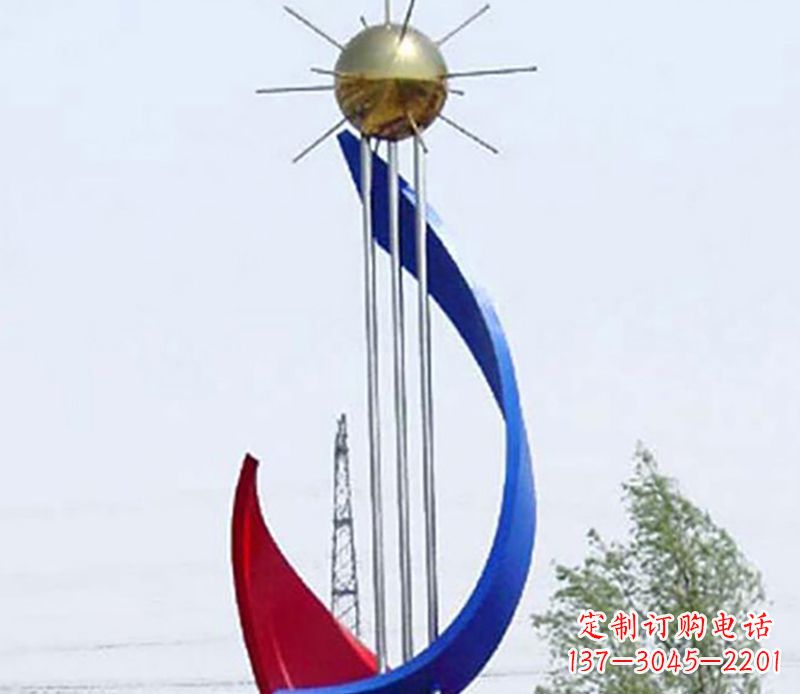 绵阳流动的美——不锈钢飘带雕塑
