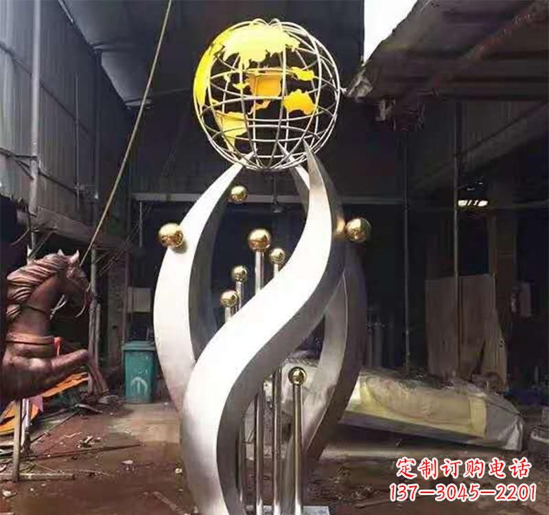 绵阳不锈钢转动地球仪雕塑——传承地球文明