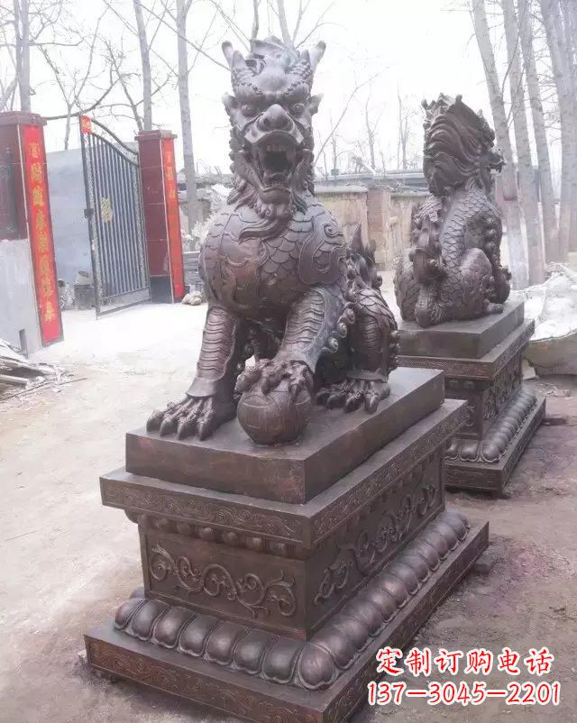 绵阳踩球麒麟铜雕