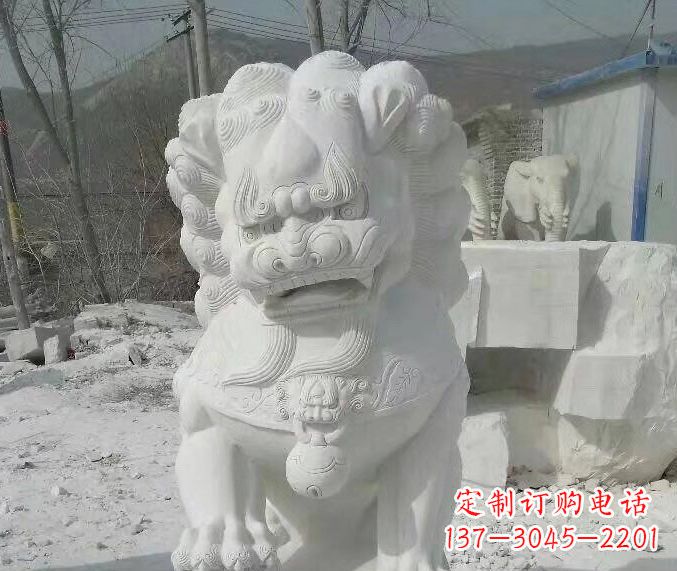 绵阳狮子雕塑踩绣球石狮子寺庙的独特景观