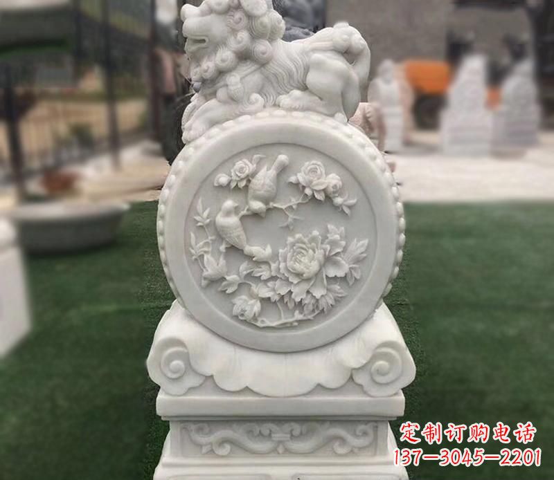 绵阳草白玉麒麟浮雕门墩