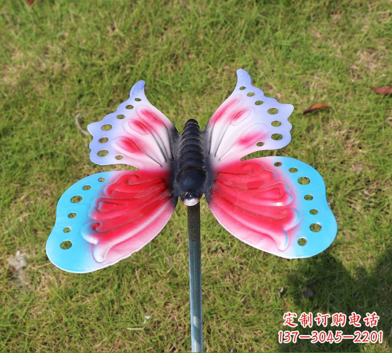 绵阳草坪动物不锈钢蝴蝶插件雕塑