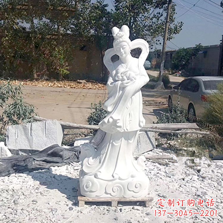 绵阳嫦娥奔月石雕-汉白玉神话人物雕像