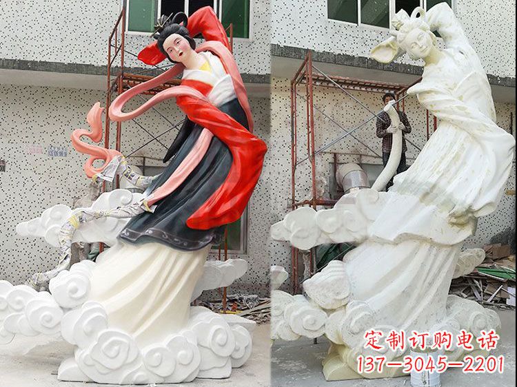 绵阳嫦娥玻璃钢雕塑-玻璃钢彩绘神话人物雕像