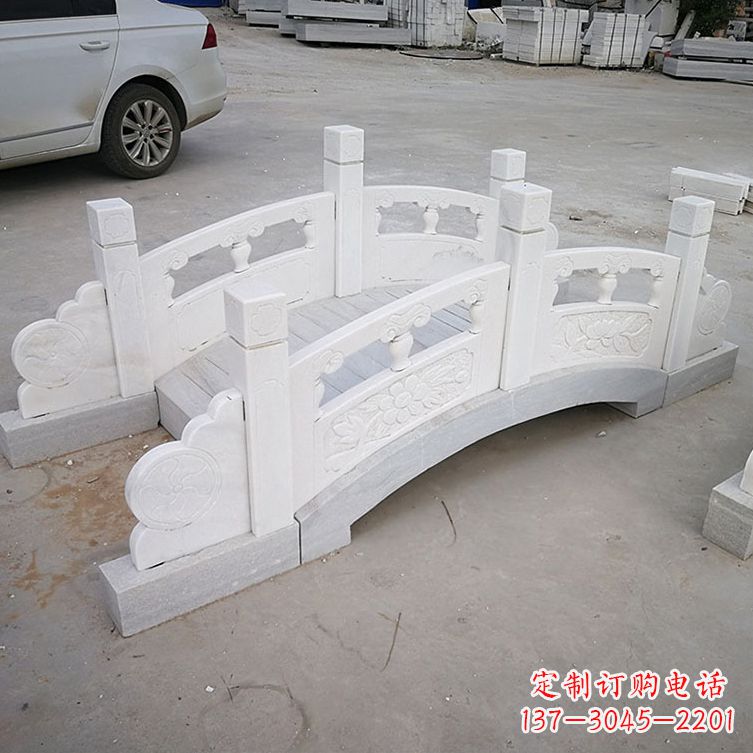 绵阳厂家批发定制石雕石拱桥 栏杆栏板 汉白玉雕花护栏广场装饰摆件3900