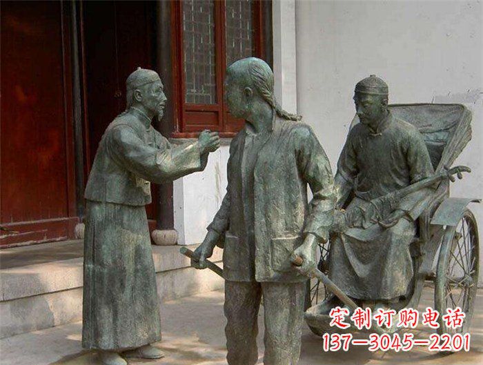 绵阳车夫拉车古代人物铜雕
