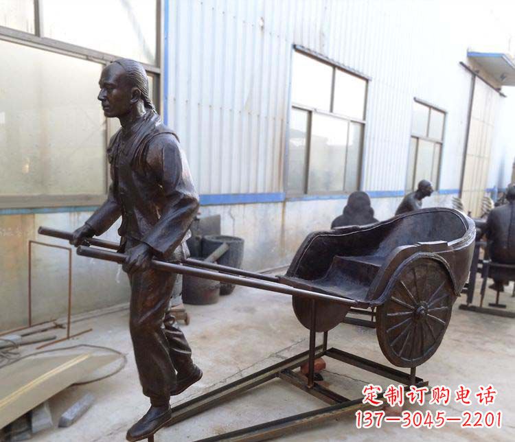 绵阳车夫人物小品铜雕