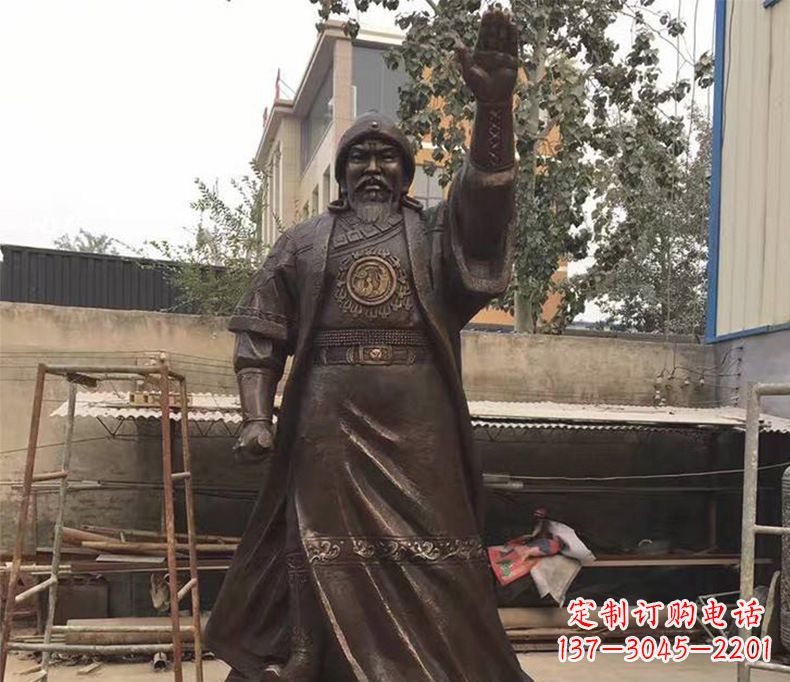 绵阳传承民族英雄——成吉思汗铜雕