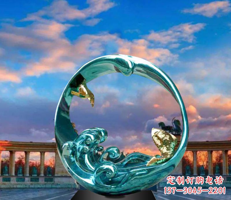 绵阳城市之环不锈钢彩银雕塑