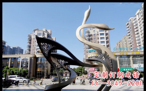 绵阳城市凝聚的美丽不锈钢天鹅雕塑