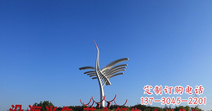 绵阳城市抽象不锈钢仙鹤雕塑
