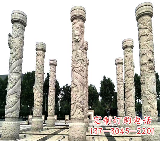 绵阳精美龙柱雕塑,点缀城市广场