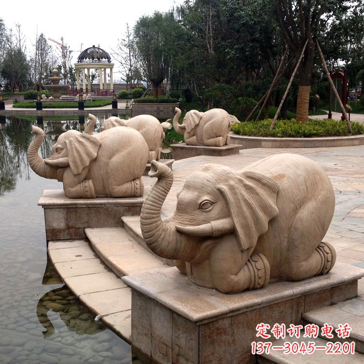 绵阳池塘喷水大象雕塑