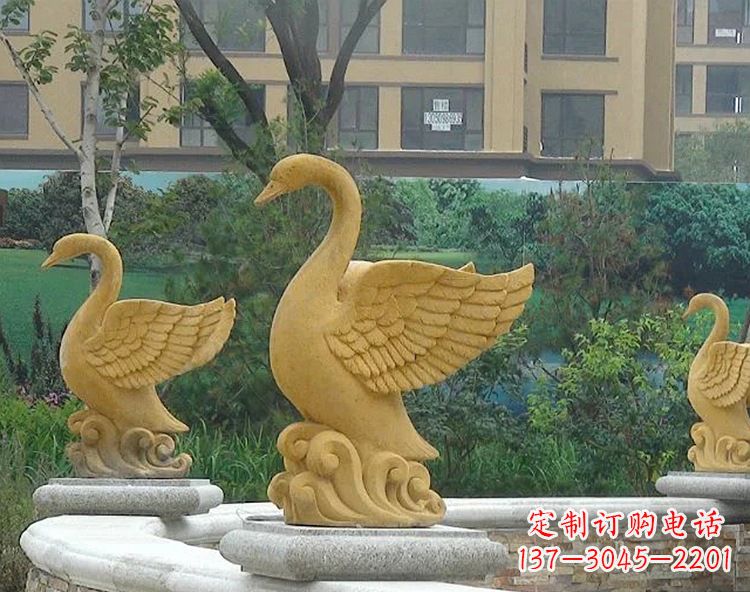 绵阳池塘水景喷泉天鹅雕塑-公园园林景区装饰动物雕塑