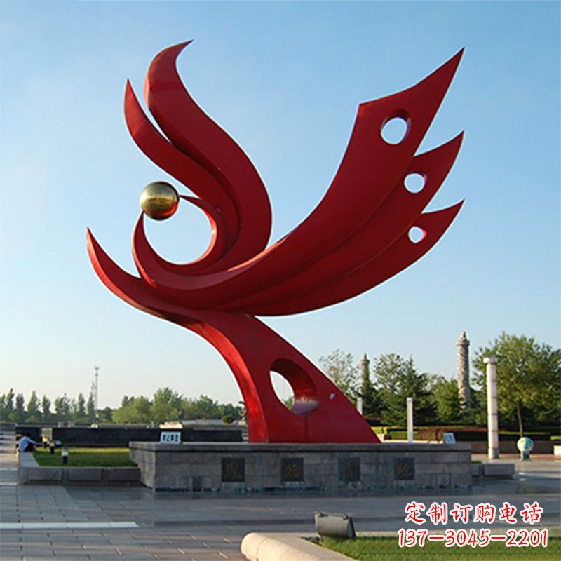 绵阳精美凤凰雕塑点缀公园园林景观