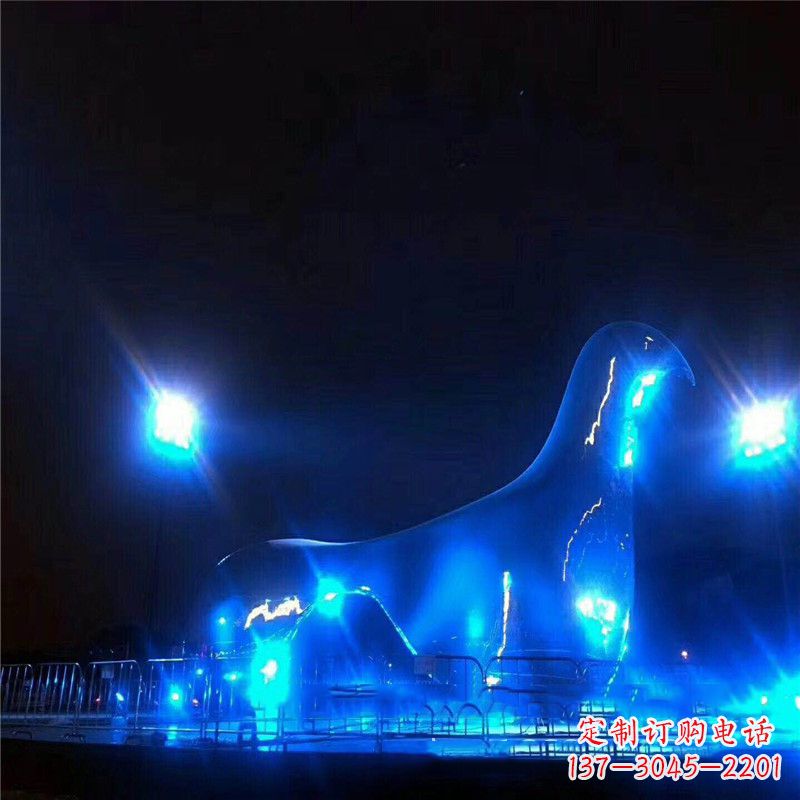 绵阳抽象和平不锈钢鸽子雕塑夜景灯光效果