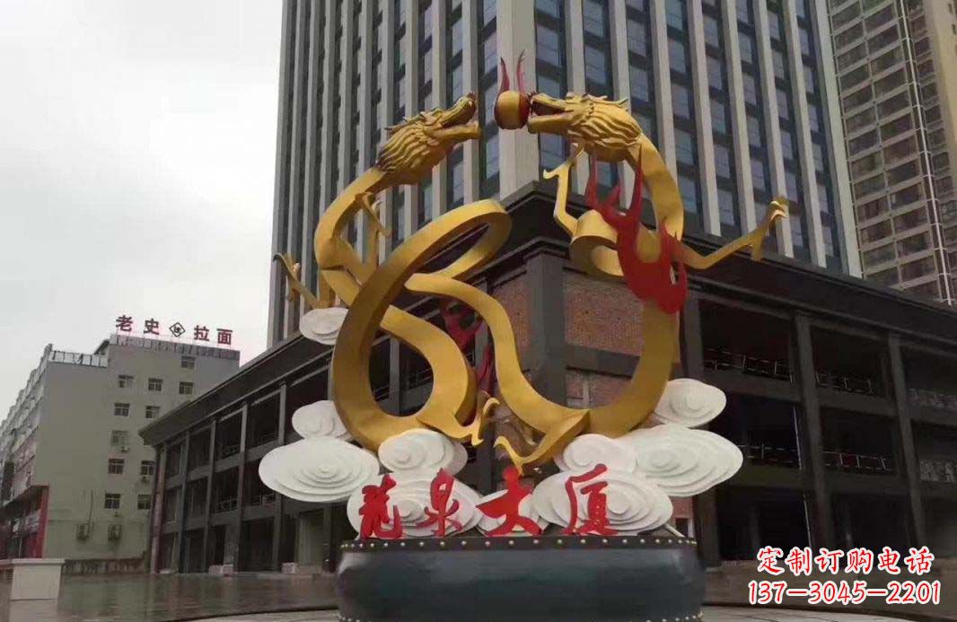 绵阳精美的双龙戏珠不锈钢雕塑