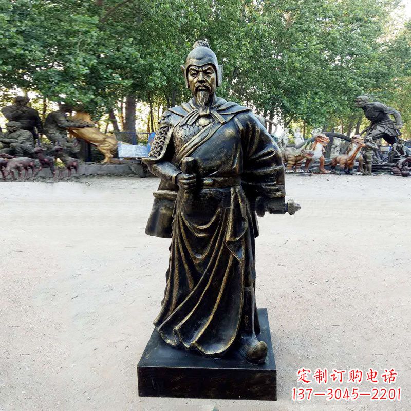绵阳初唐名将历史著名人物李靖玻璃钢仿铜雕塑像