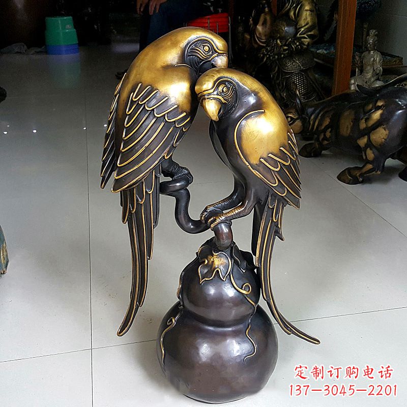 绵阳铸造纯铜鹦鹉雕塑