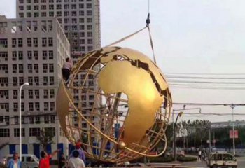 绵阳城市之美不锈钢镂空地球仪雕塑