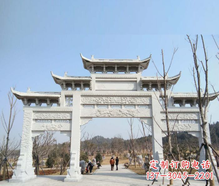 绵阳村口三门石雕牌楼 (6)