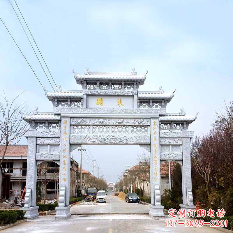 绵阳传承古风——村镇三门石牌坊雕塑