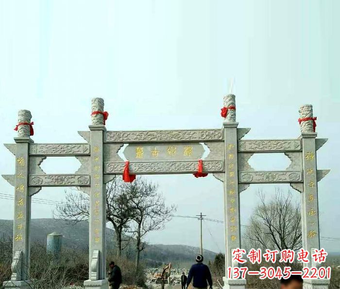 绵阳细节精美的村庄牌坊雕塑