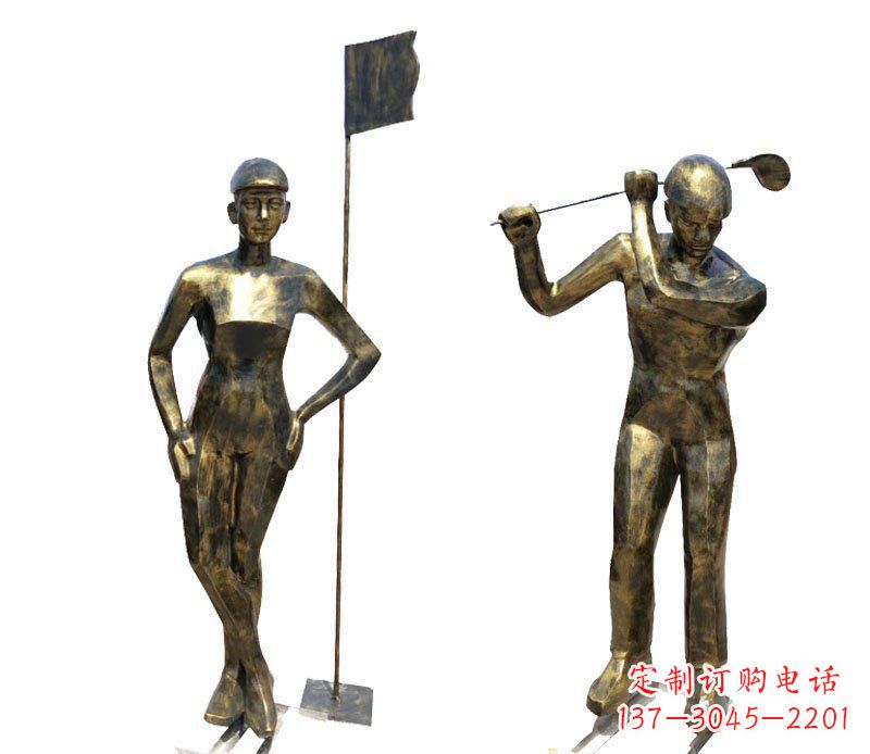 绵阳打高尔夫人物广场景观铜雕摆件