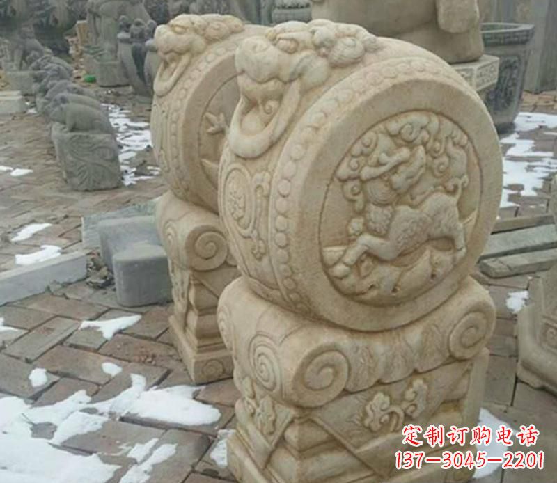 绵阳大理石抱鼓公园门墩雕塑——精美雕刻展现灵动之美