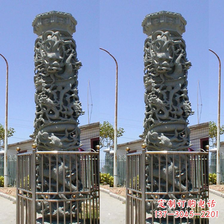 绵阳精美的大理石龙柱雕塑