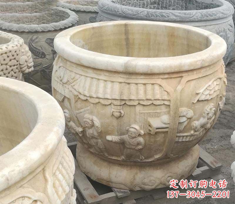 绵阳雕刻精美的大理石儿童水缸