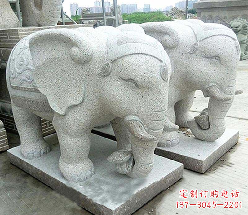 绵阳大理石制作的精美招财大象雕塑
