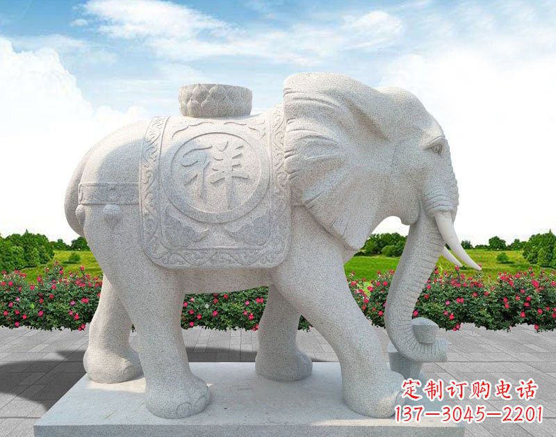 绵阳精美大理石大象雕塑