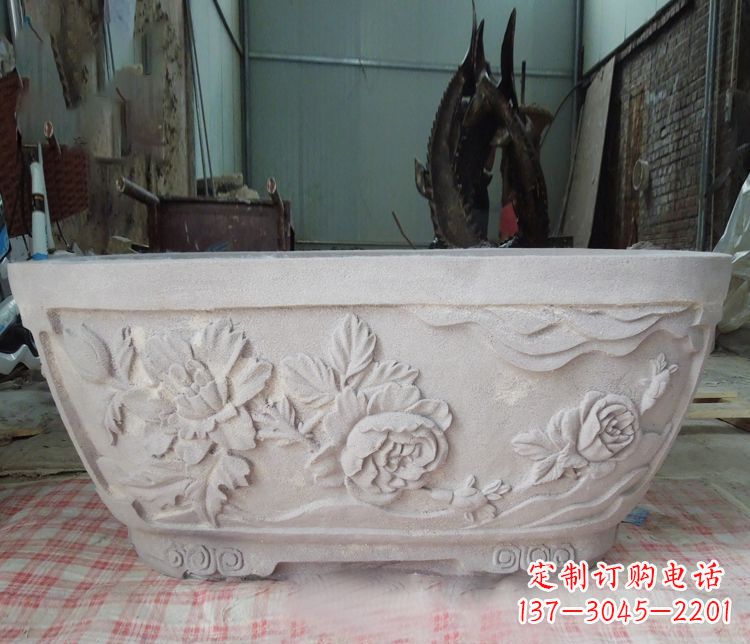 绵阳精致大理石花盆雕塑
