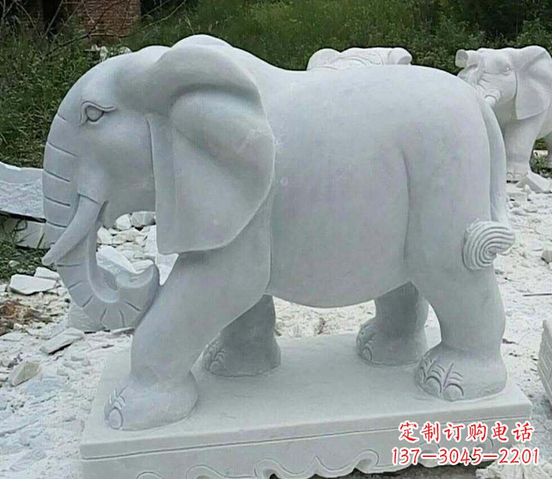 绵阳精雕细琢的大理石大象雕塑