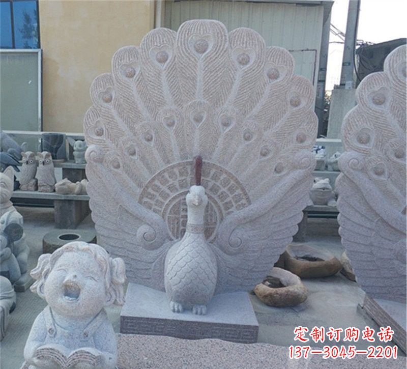 绵阳大理石孔雀开屏石雕
