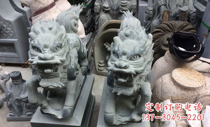 绵阳大理石立式麒麟门口镇宅石雕