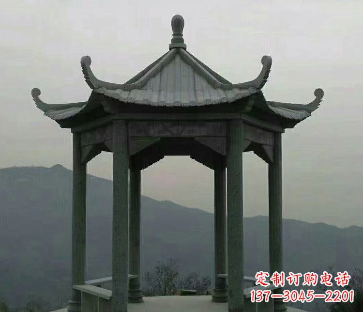 绵阳考究工艺,奢华大理石六角凉亭雕塑
