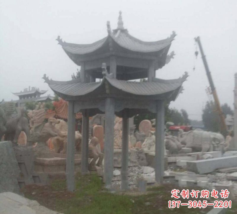 绵阳大理石六角凉亭石雕,精美绝伦