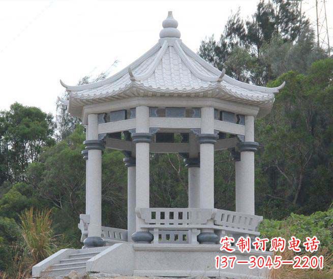 绵阳大理石六角石雕凉亭营造舒适环境的完美体现