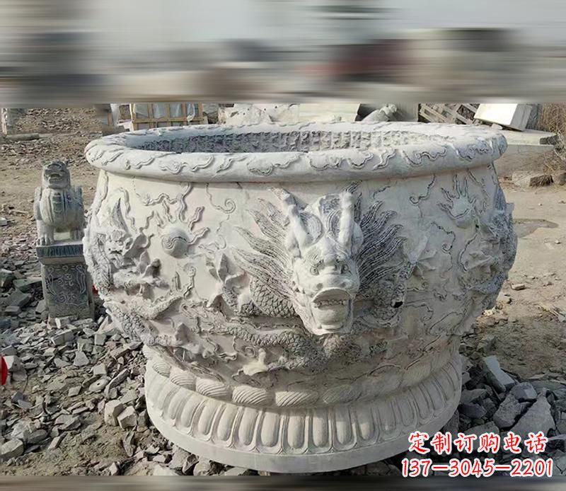 绵阳大理石龙浮雕水缸精美精致,让您的家居生活更加有意义
