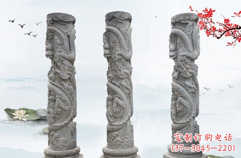 绵阳精美大理石龙柱雕塑
