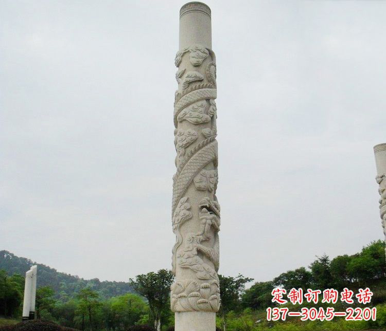 绵阳大理石盘龙柱雕塑