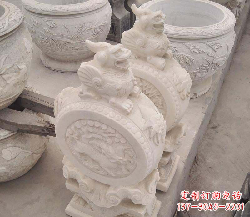 绵阳大理石貔貅抱鼓石雕塑