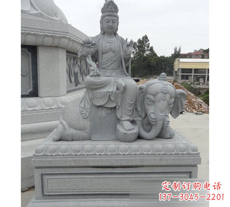 绵阳精雕细琢的大理石普贤菩萨雕塑